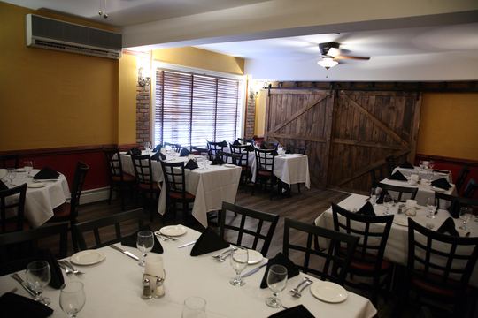 Dining room with barn door